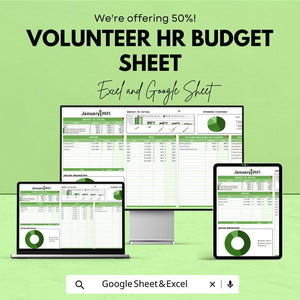 Volunteer HR Budget Sheet - Excel & Google Sheet Template | Easy Budget Planning for Volunteer Organizations