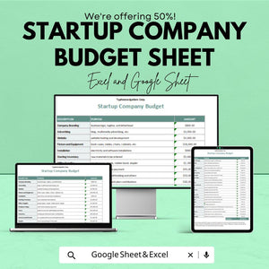 Startup Company Budget Template | Google Sheets & Excel Spreadsheet for Financial Planning | Business Budgeting Tool