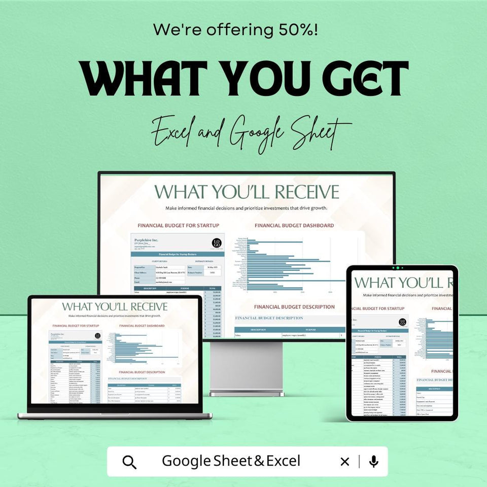 Startup Company Budget Template | Google Sheets & Excel Spreadsheet for Financial Planning | Business Budgeting Tool