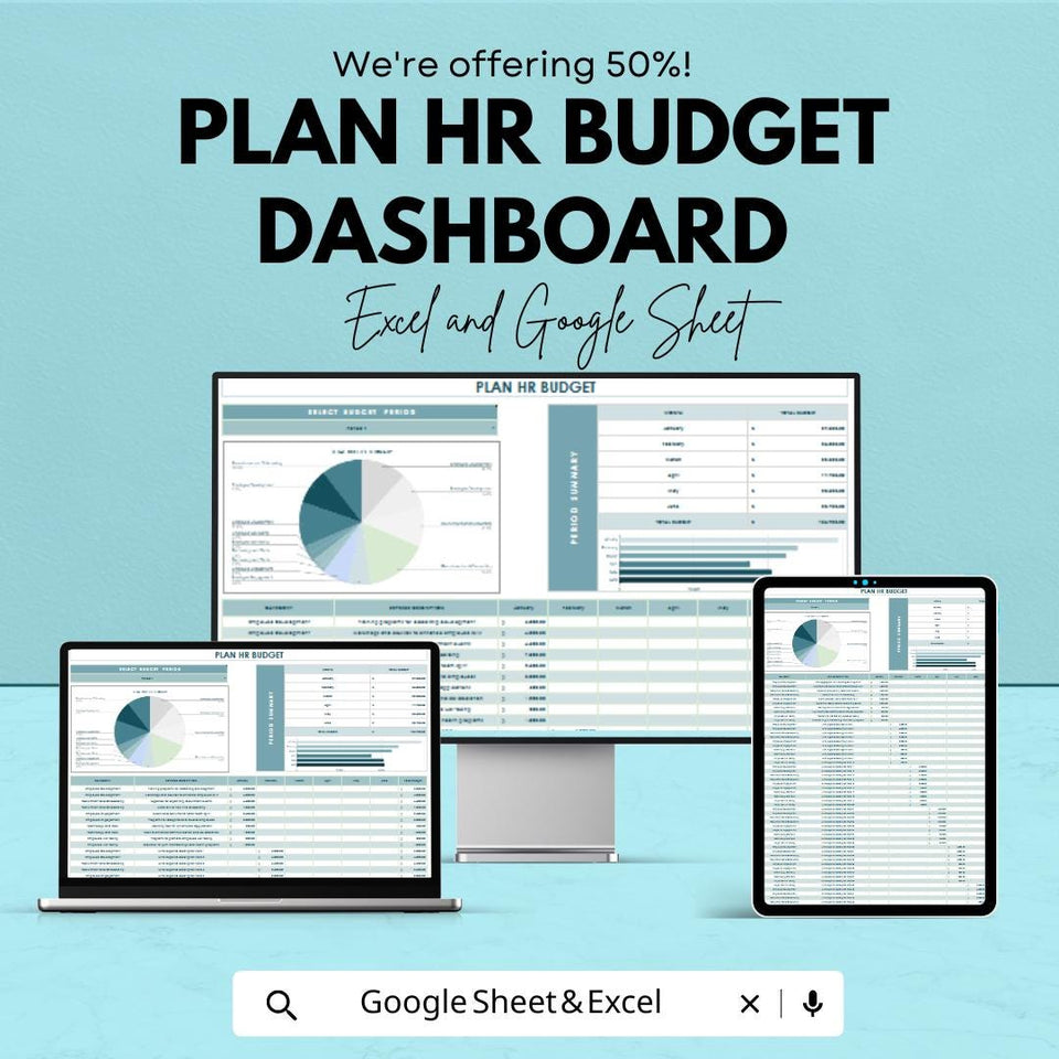 Plan HR Budget Sheet Excel & Google Sheet - HR Budget Template for Efficient Planning and Management