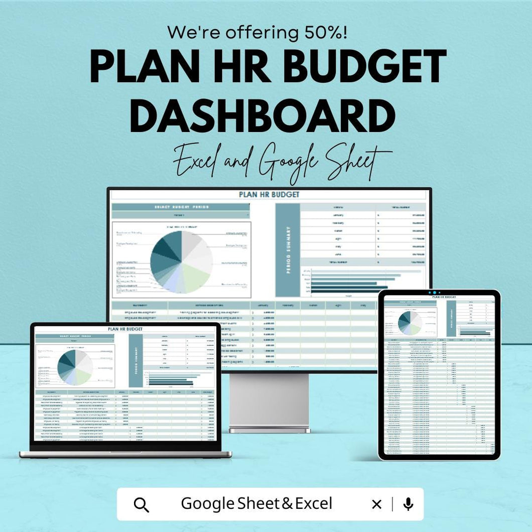 Plan HR Budget Sheet Excel & Google Sheet - HR Budget Template for Efficient Planning and Management