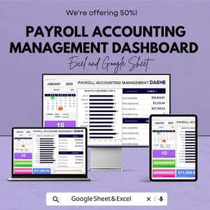 Payroll Accounting Management Dashboard | Google Sheet | Budget Tracker & Payroll Management Tool | Track Earnings, Deductions and Taxes
