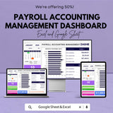 Payroll Accounting Management Dashboard | Google Sheet | Budget Tracker & Payroll Management Tool | Track Earnings, Deductions and Taxes