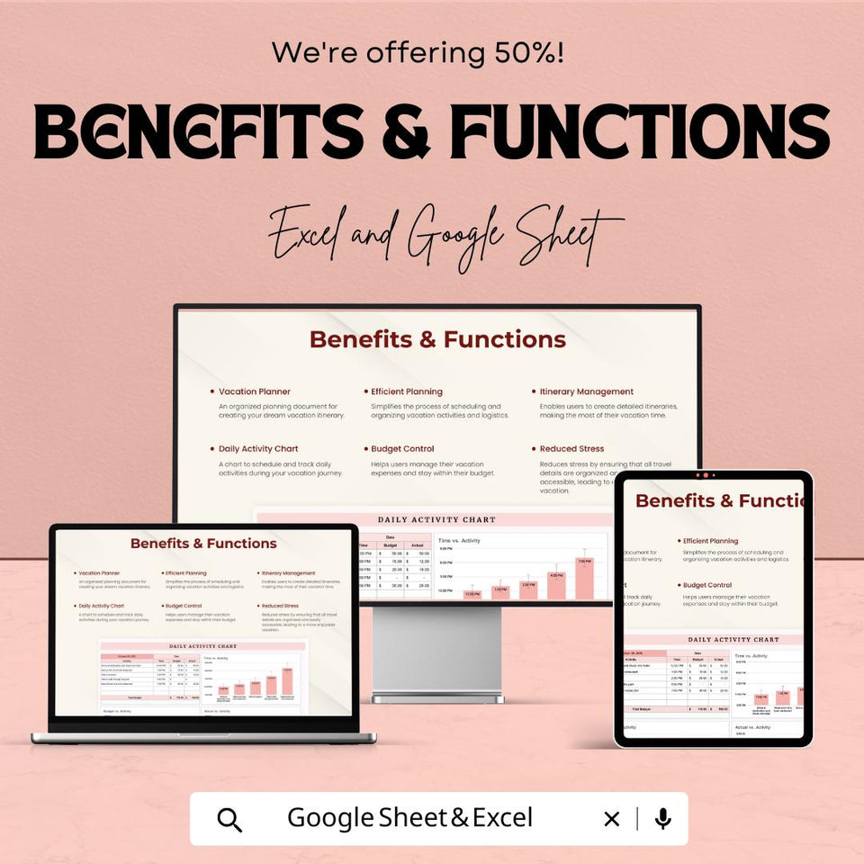 Vacation Planner Sheet | Excel and Google Sheets Template | Budget & Activity Tracker | Vacation Planning Organizer