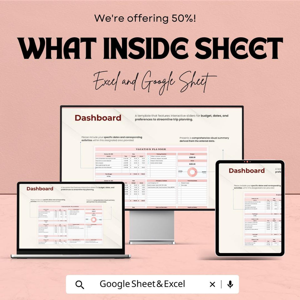 Vacation Planner Sheet | Excel and Google Sheets Template | Budget & Activity Tracker | Vacation Planning Organizer
