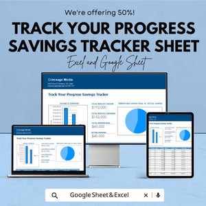 Track Your Progress Savings Tracker Sheet | Budgeting Tool | Financial Planner | Google Sheet & Excel Template