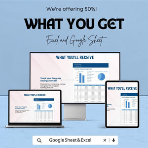 Track Your Progress Savings Tracker Sheet | Budgeting Tool | Financial Planner | Google Sheet & Excel Template