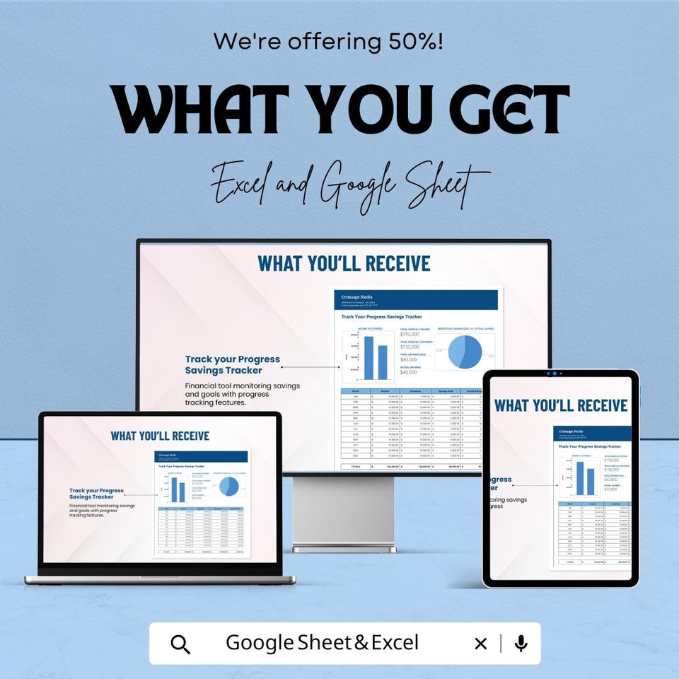 Track Your Progress Savings Tracker Sheet | Budgeting Tool | Financial Planner | Google Sheet & Excel Template