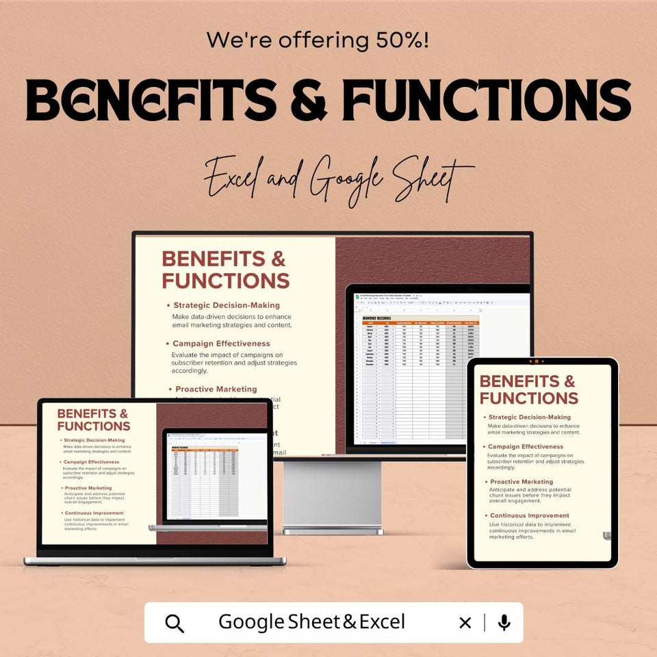 Email Marketing Subscriber Churn Rate Calculator | Google Sheet and Excel Template | Track Monthly Churn Rate & New Subscribers
