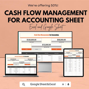 Cash Flow Management for Accounting | Excel & Google Sheet Template | 50% Off! | Financial Tracker