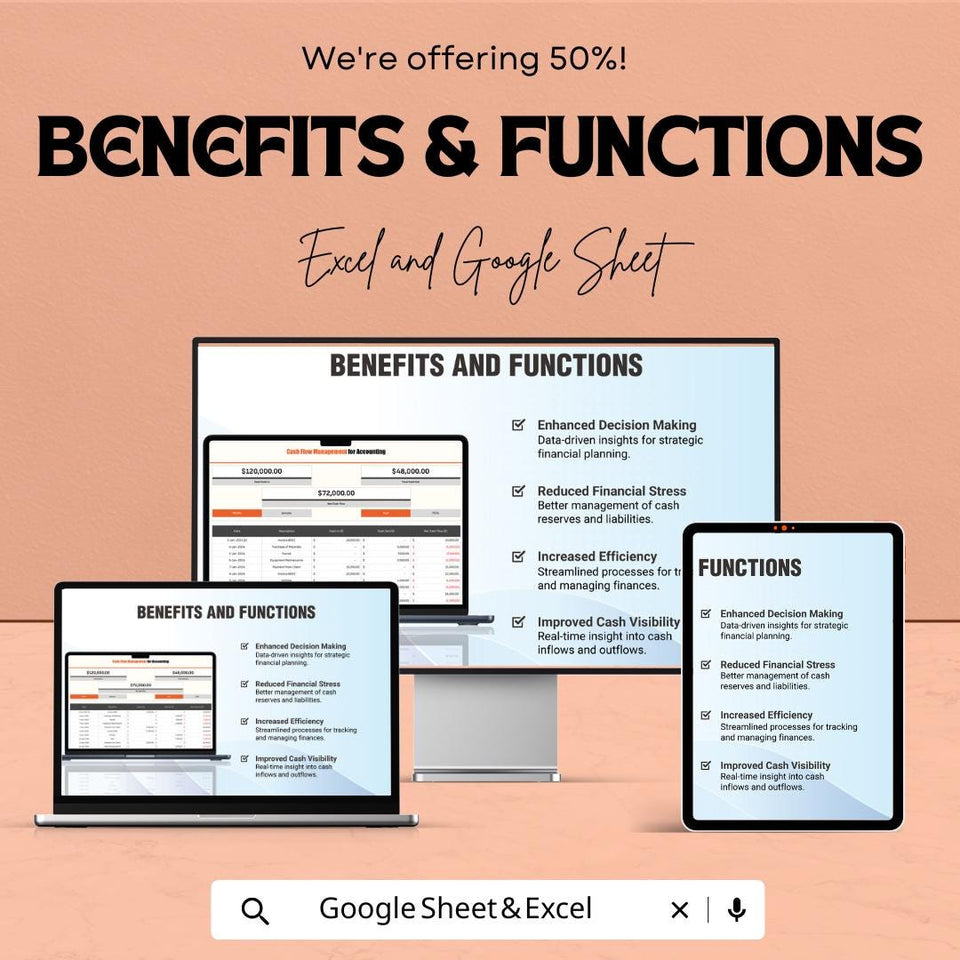 Cash Flow Management for Accounting | Excel & Google Sheet Template | 50% Off! | Financial Tracker