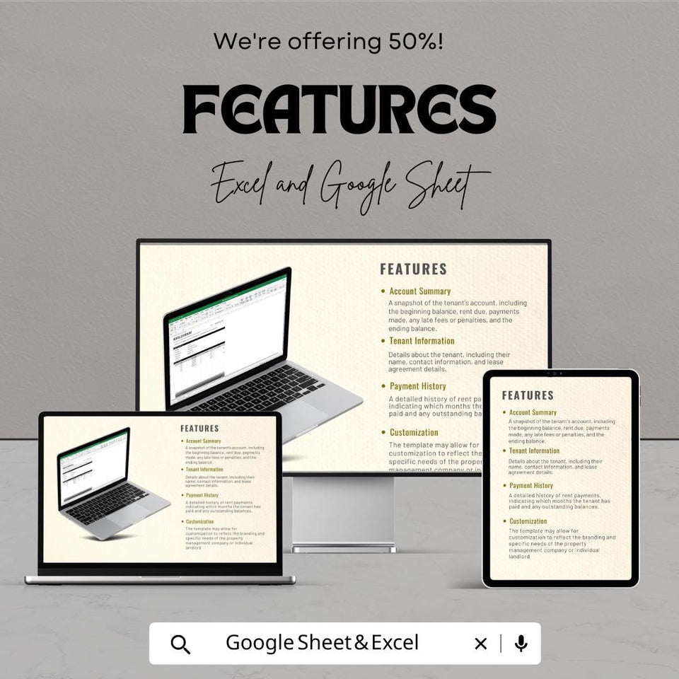 Rental Statement Template | Google Sheets & Excel | Rent Ledger | Tenant Account Summary | Instant Download