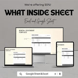 Rental Statement Template | Google Sheets & Excel | Rent Ledger | Tenant Account Summary | Instant Download