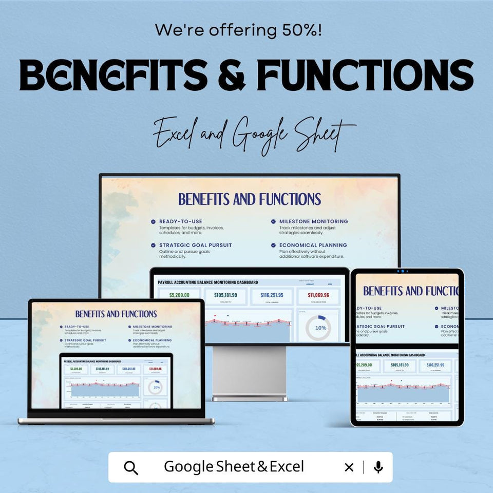 Payroll Accounting Dashboard | Excel & Google Sheets | Payroll Balance Monitor | HR Salary Tracker | Instant Download Template