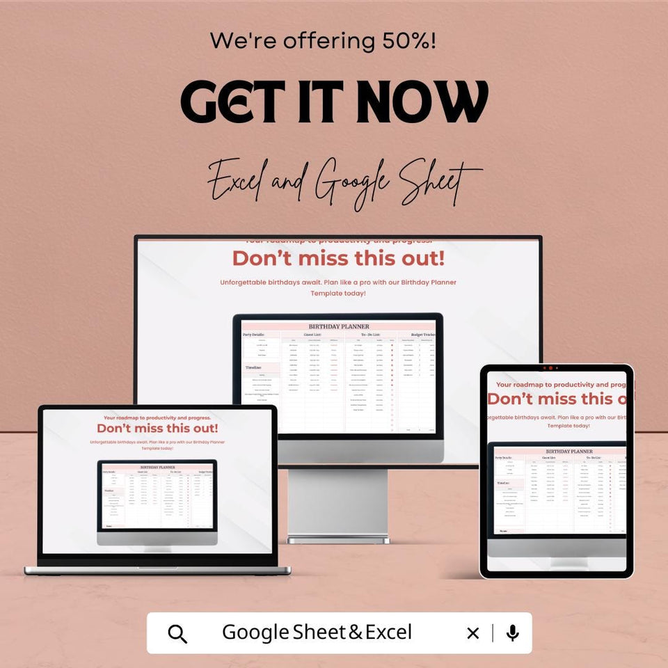 Birthday Planner Sheet - Excel & Google Sheet - Organize Guest List, To-Do List, Budget - Perfect for Planning Memorable Birthday Parties