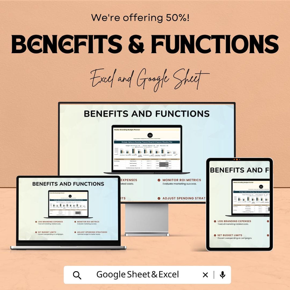 Market Branding Budget Planner Sheet | Excel Template for Financial Planning & Expense Allocation | Branding Expenses and Budget Effectively
