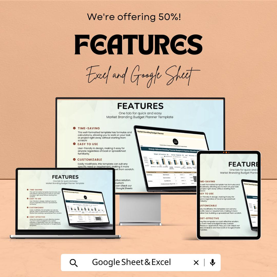 Market Branding Budget Planner Sheet | Excel Template for Financial Planning & Expense Allocation | Branding Expenses and Budget Effectively