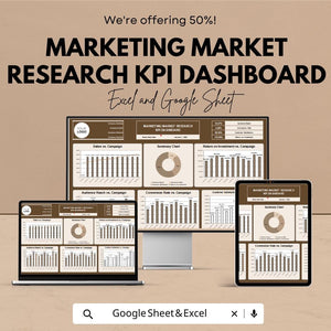 Marketing KPI Dashboard | Google Sheet & Excel Template | Market Research KPI | Campaign Tracker | Digital Marketing Metrics
