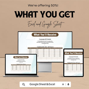 Marketing KPI Dashboard | Google Sheet & Excel Template | Market Research KPI | Campaign Tracker | Digital Marketing Metrics
