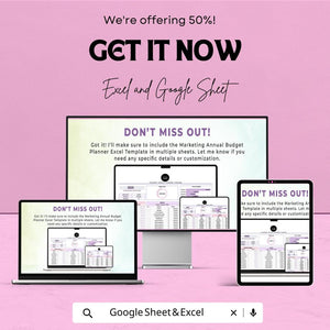 Marketing Annual Budget Planner Sheet | Financial Planning Template | Budget Allocation Excel & Google Sheets | Business Strategy Tool