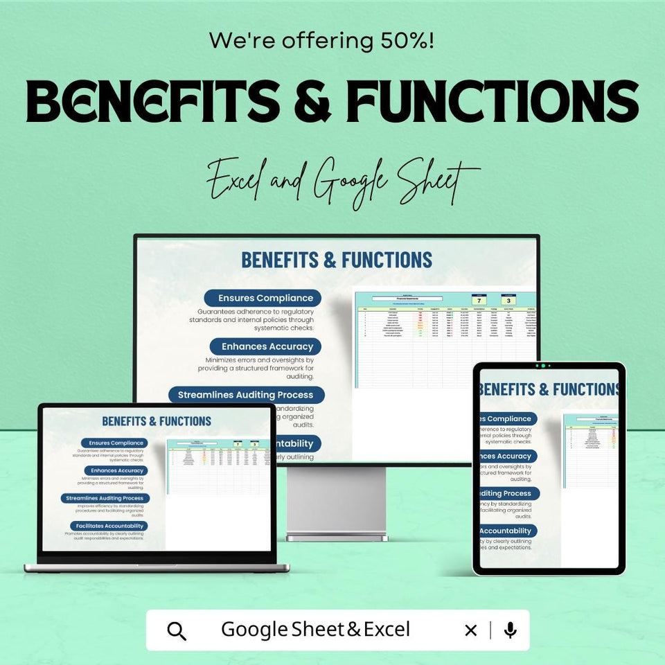 Account Audit Checklist Template | Excel and Google Sheet | Financial Audit Tracking Tool | Internal Control & Compliance