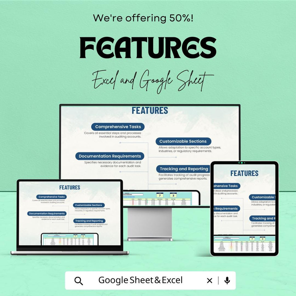 Account Audit Checklist Template | Excel and Google Sheet | Financial Audit Tracking Tool | Internal Control & Compliance