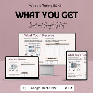 Recruitment KPI Dashboard HR Template - Google Sheet | HR Metrics Tracker for Recruitment Process | Employee Hiring & Performance Metrics