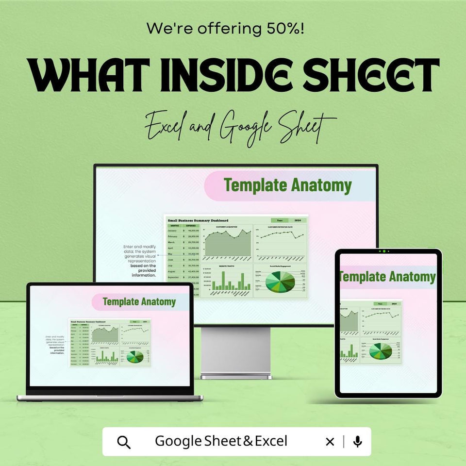 Small Business Dashboard Template | Financial, Sales, and Performance Tracker | Excel & Google Sheets