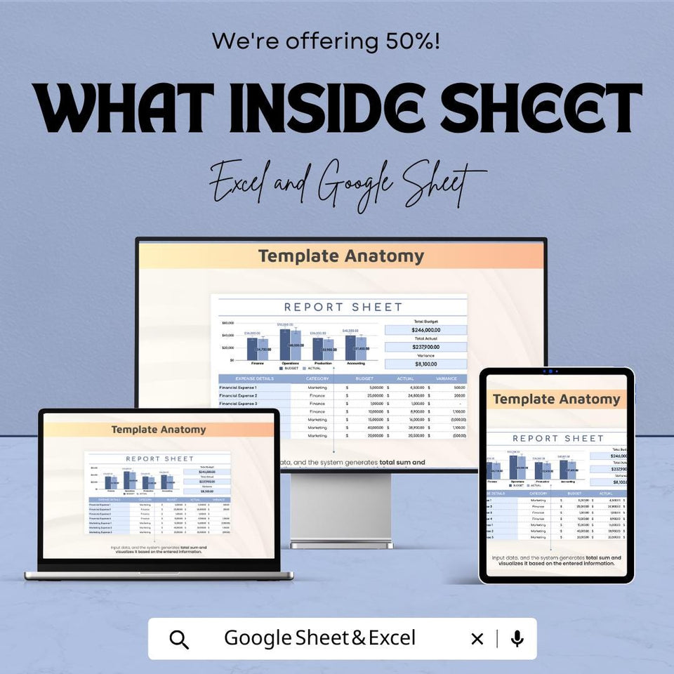 Report Sheet Template | Excel and Google Sheets | Budget Tracker & Financial Reporting | Track Expenses and Budgeting
