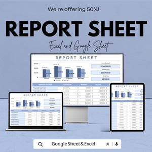 Report Sheet Template | Excel and Google Sheets | Budget Tracker & Financial Reporting | Track Expenses and Budgeting