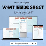 Quarterly Balance Sheet Template | Excel & Google Sheets | Business Finance Tracker | Editable Financial Statement | Instant Download