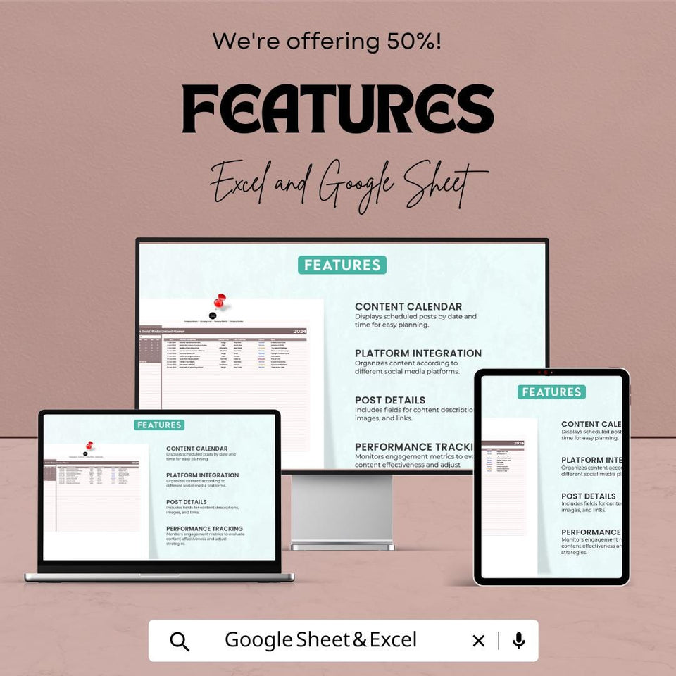 Weekly Content Planner Sheet | Google Sheets & Excel Template | Social Media Calendar | Content Plan Tracker | Digital Marketing Planne