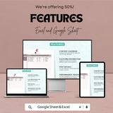 Weekly Content Planner Sheet | Google Sheets & Excel Template | Social Media Calendar | Content Plan Tracker | Digital Marketing Planne