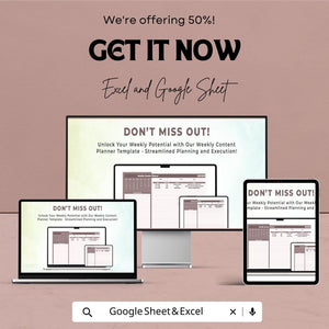 Weekly Content Planner Sheet | Google Sheets & Excel Template | Social Media Calendar | Content Plan Tracker | Digital Marketing Planne