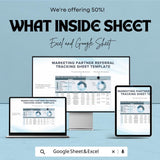 Marketing Partner Referral Tracking Sheet - Excel and Google Sheet for Efficient Lead Management, Referral Status & Outcome Analysis
