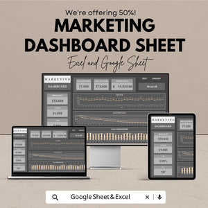 Marketing Dashboard Sheet | KPI Tracker | Marketing Performance Tracker | Excel & Google Sheet Template | Business Analytics Dashboard