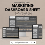 Marketing Dashboard Sheet | KPI Tracker | Marketing Performance Tracker | Excel & Google Sheet Template | Business Analytics Dashboard