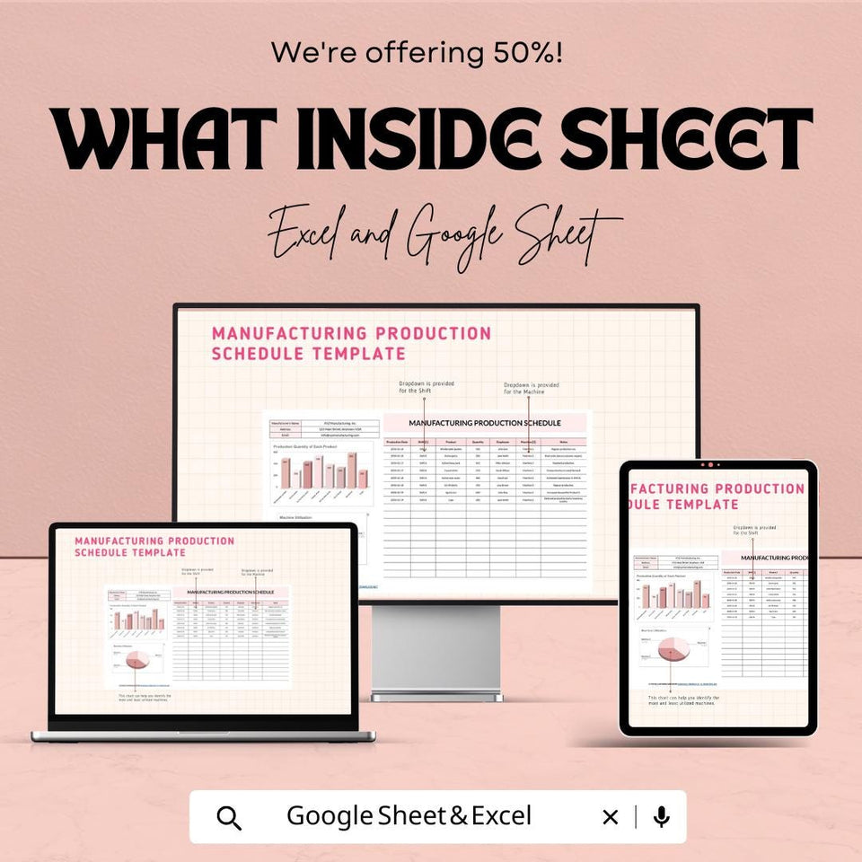 Manufacturing Production Schedule Sheet - Excel & Google Sheet Template for Efficient Production Planning