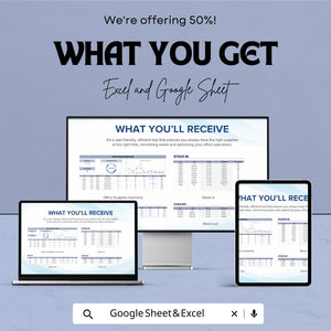 Office Supplies Inventory Dashboard | Google Sheets & Excel | Track Stock, Manage Office Supplies Efficiently | Budgeting Tool