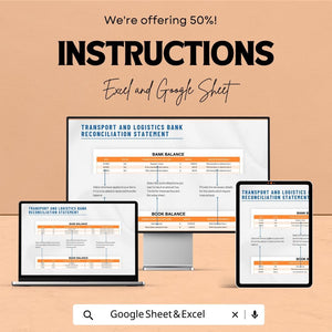 Transport and Logistics Bank Reconciliation Statement | Excel and Google Sheet Template | Financial Tracker | Digital Download
