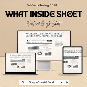 Marketing Promotion Metrics Dashboard Template – Excel and Google Sheet, Track ROI & Campaign Success, Marketing Metrics Analytics Tool