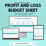 Profit and Loss Budget Sheet – Excel & Google Sheets | Automated Business Tracker | Digital Download