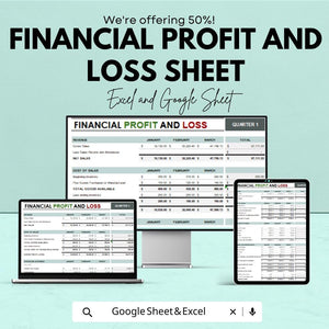 Financial Profit and Loss Sheet | Budget Management and Expense Tracker | Google Sheets | Instant Download for Small Business & Personal Use