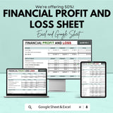 Financial Profit and Loss Sheet | Budget Management and Expense Tracker | Google Sheets | Instant Download for Small Business & Personal Use