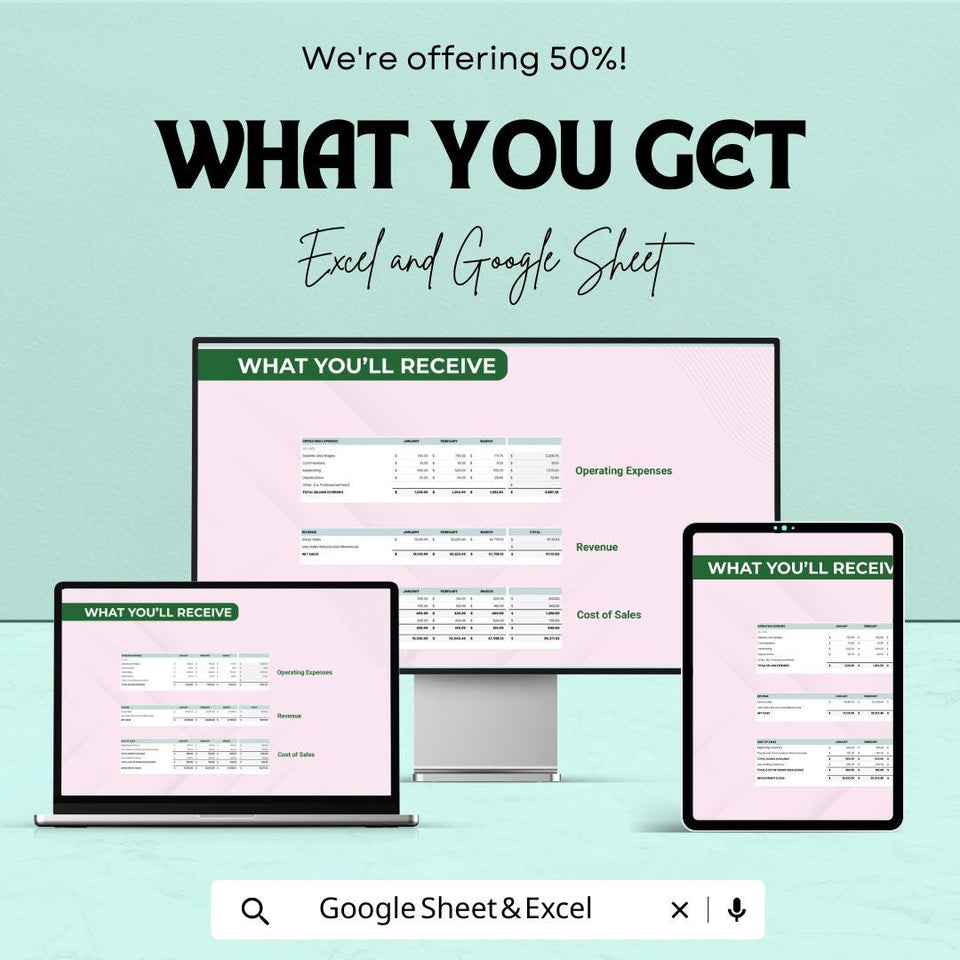 Financial Profit and Loss Sheet | Budget Management and Expense Tracker | Google Sheets | Instant Download for Small Business & Personal Use