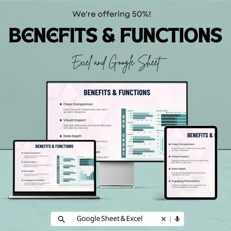 Clustered Bar Chart Sheet for Data Analysis | Excel and Google Sheet Template | Customizable Business Chart | Sales & Progress Visualization
