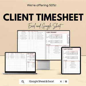 Client Timesheet Template - Excel & Google Sheets for Accurate Work Hour Tracking