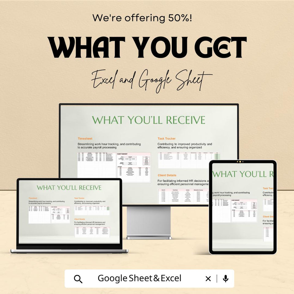 Client Timesheet Template - Excel & Google Sheets for Accurate Work Hour Tracking