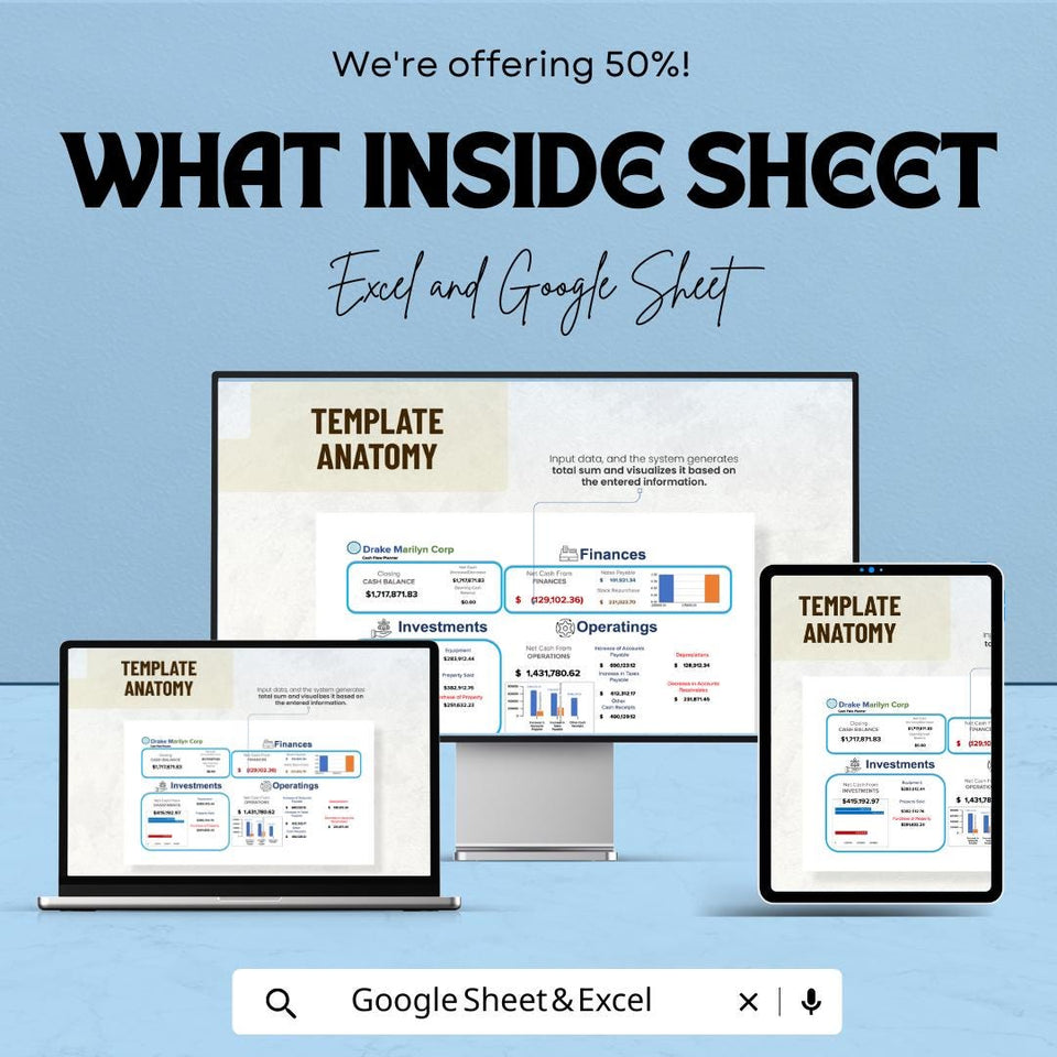 Cash Flow Planner Sheet - Budget Tracker Template for Monthly Expenses - Excel & Google Sheet - Financial Planning and Expense Management
