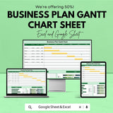 Business Plan Gantt Chart Template | Project Management Tool | Google Sheets | Track Tasks, Timelines & Goals | Customizable Gantt Chart